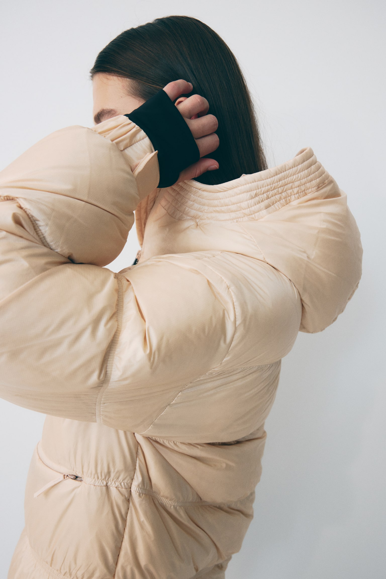 Down puffer ski jacket with ThermoMove™ - Light peach/Coffee bean brown - 5