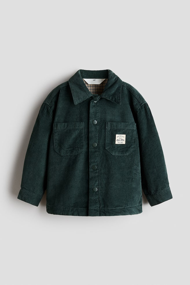 Lined Corduroy Overshirt - Dark green - 1