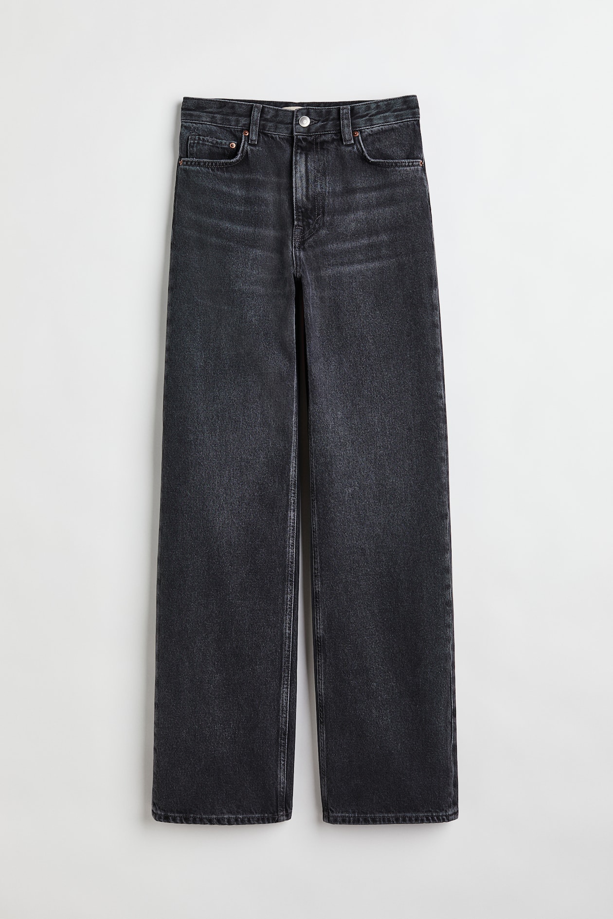 Straight Regular Jeans - Regular waist - Long - Dark gray - Ladies | H&M US