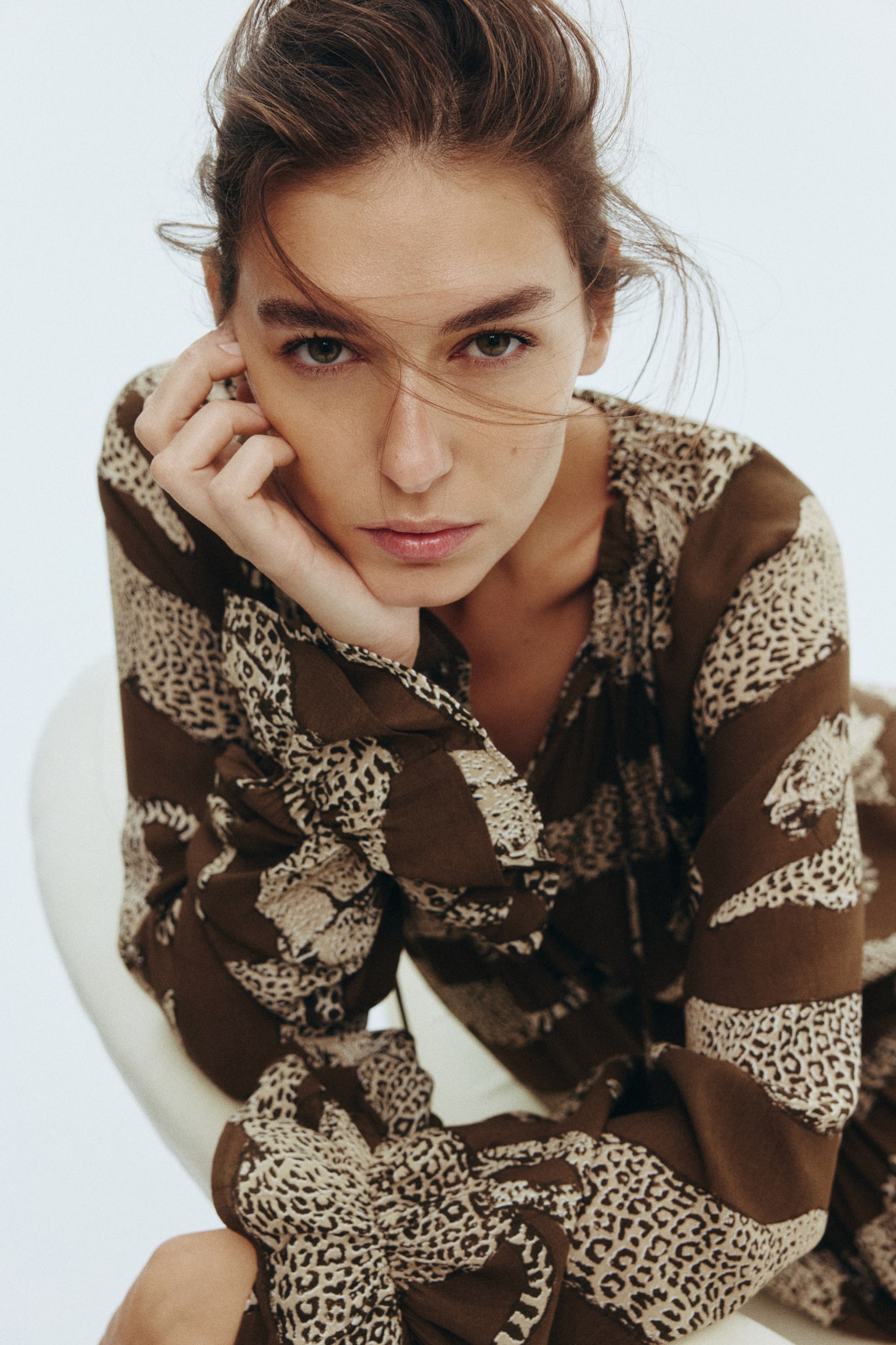 Váy tay diềm nhún - Màu nâu/Báo hoa/Màu đỏ rượu/Hoa văn paisley - 3