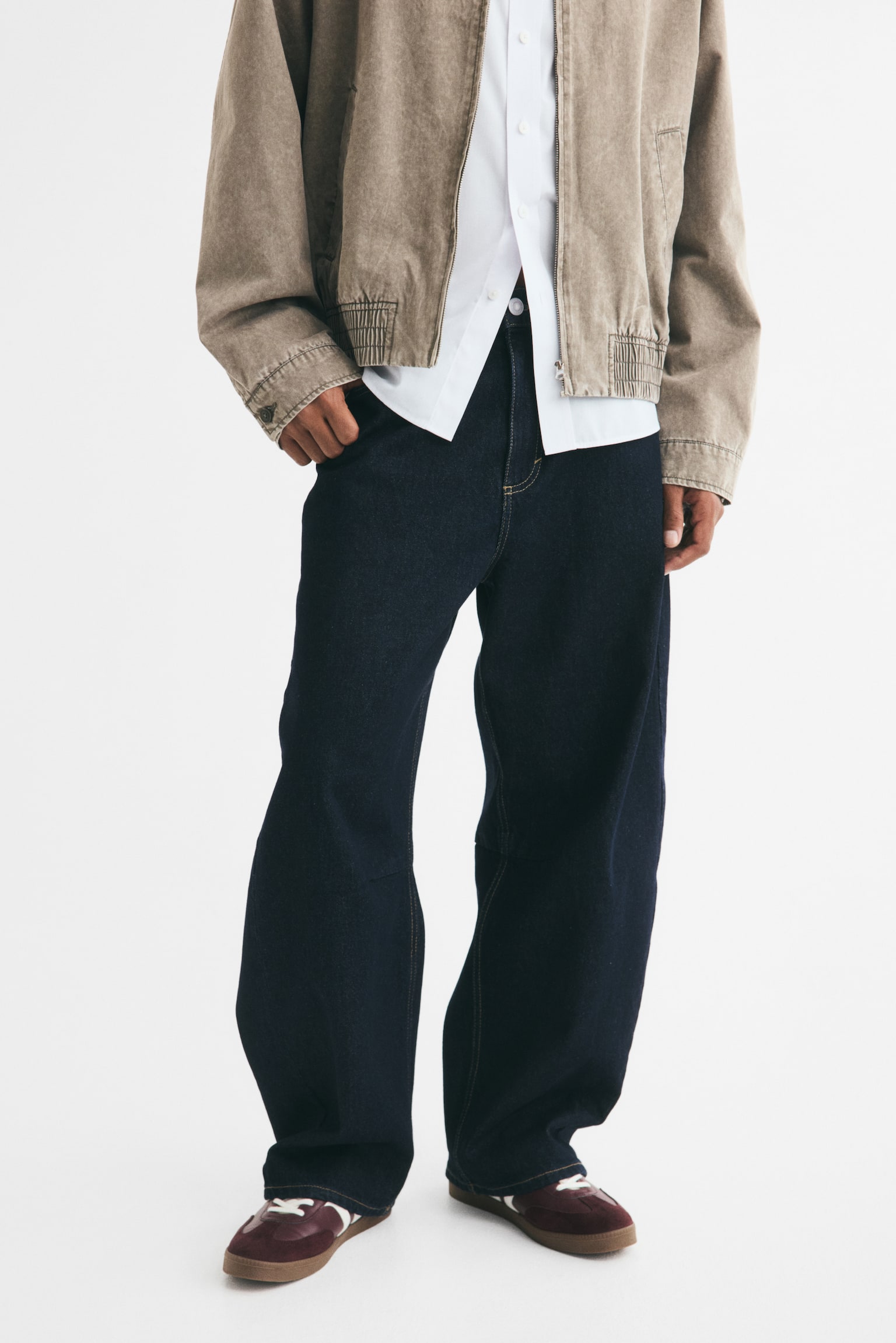 Мужские джинсы H&M Baggy Barrel-Leg, цвет: Тёмный джинсовый синий — фото 3