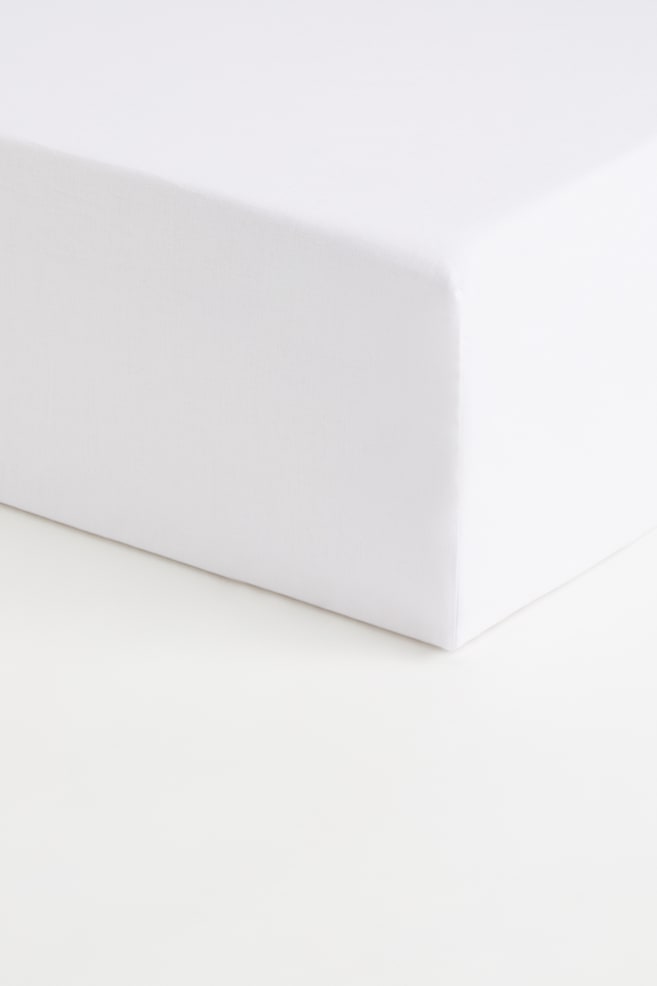 Fitted Cotton Sheet - White/Light beige/Dark gray - 1