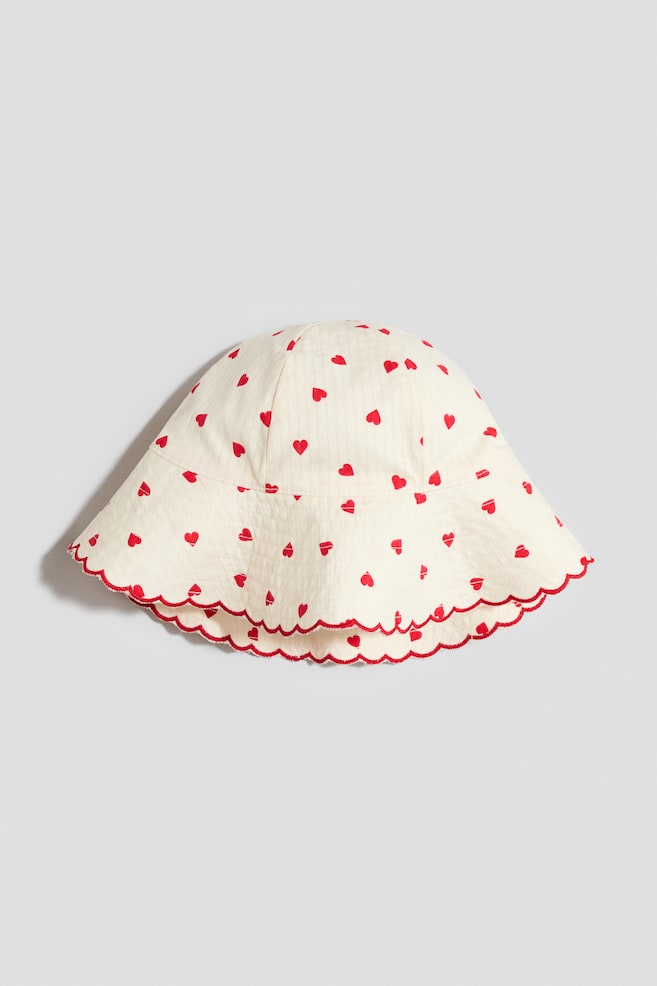 Printed Wide-Brim Sun Hat - Cream/hearts/Light pink/floral/Dusty green/floral/Light pink/floral - 1