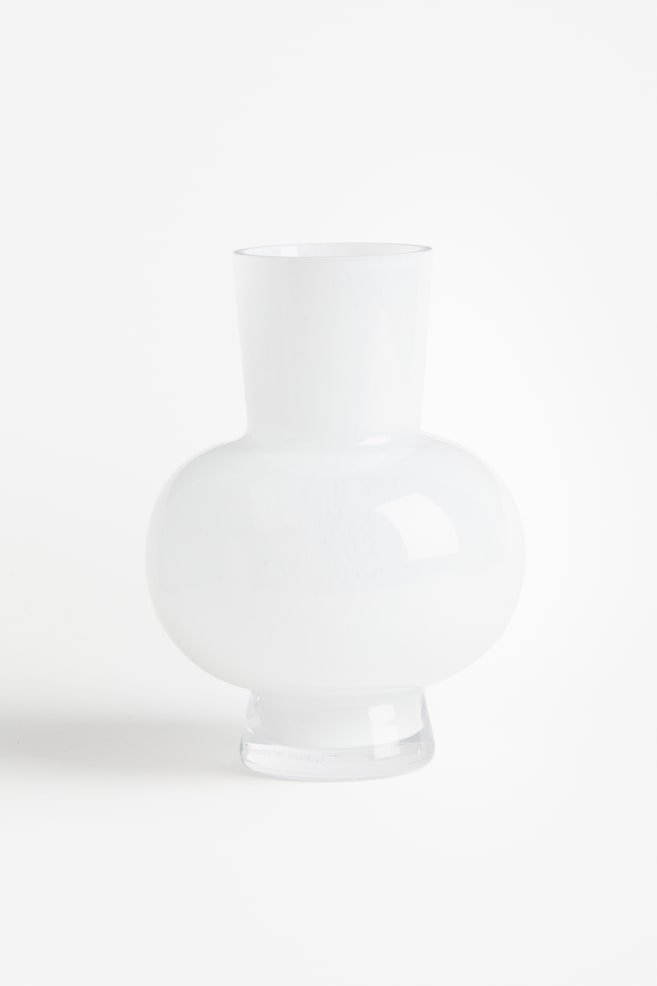 Vase en verre brillant - Blanc/Beige - 1