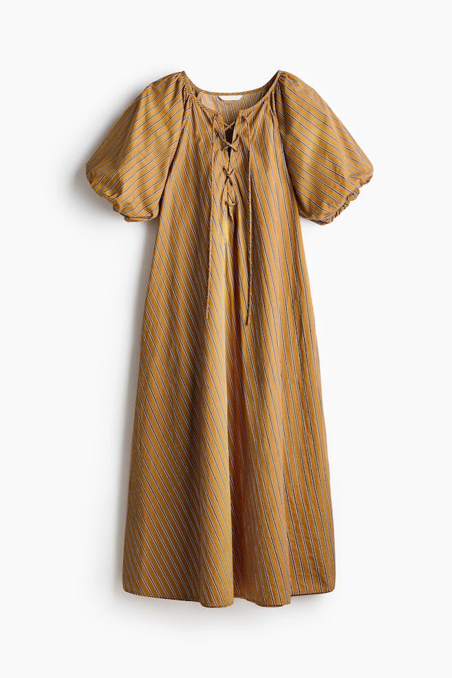 Robe trapèze en popeline - Marron/rayé - 1