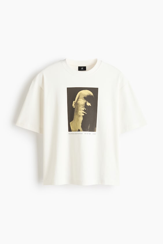Мужские футболки H&M Boxy Relaxed-Fit Printed Cotton T-Shirt