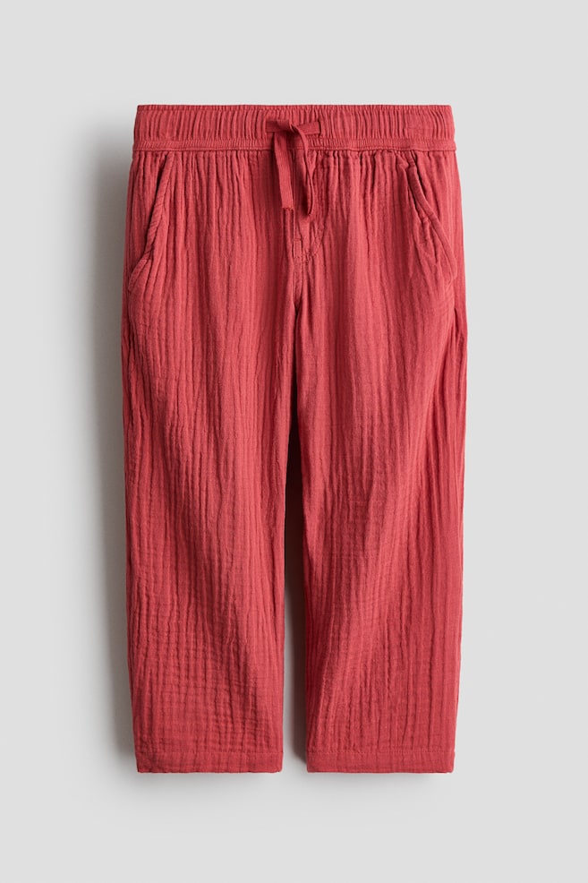 Muslin drawstring trousers - Red/Navy blue - 1