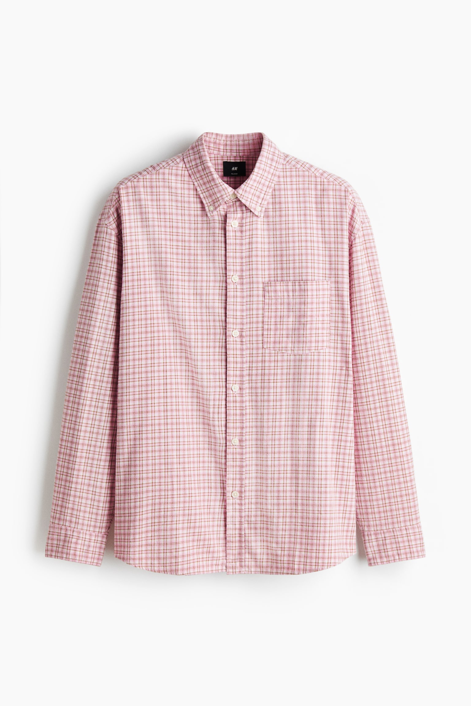 Camisa de algodón Relaxed Fit - Rosa/Cuadros/Beige/Cuadros/Marrón/Cuadros