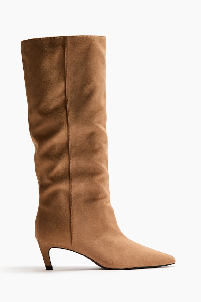 Spitze Stiefel - Beige/Grau/Schwarz - 1