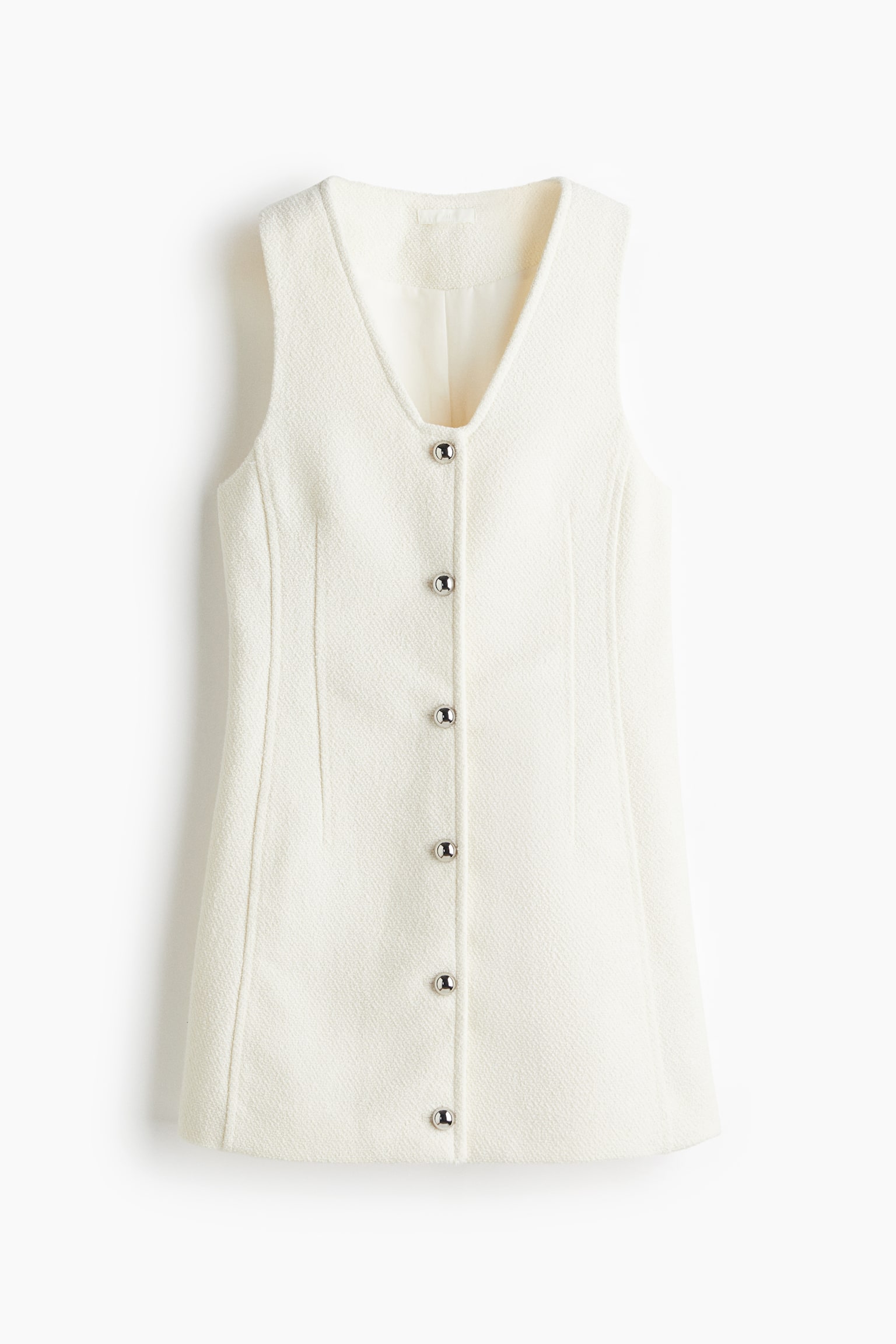 Женское платье H&M Button-Front Bouclé Dress, цвет: Белый — фото 1