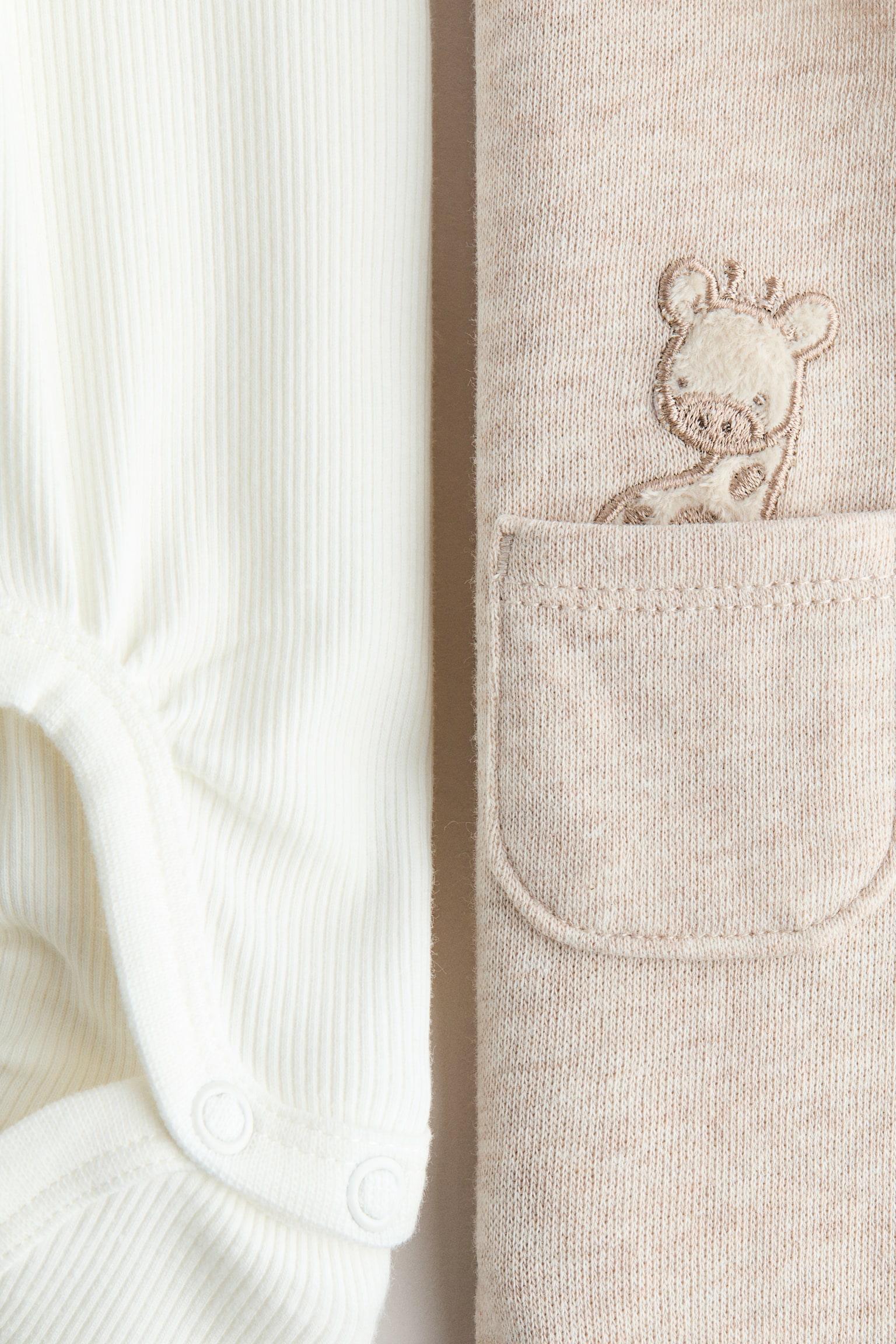 2-piece cotton set - Light beige/White - 2