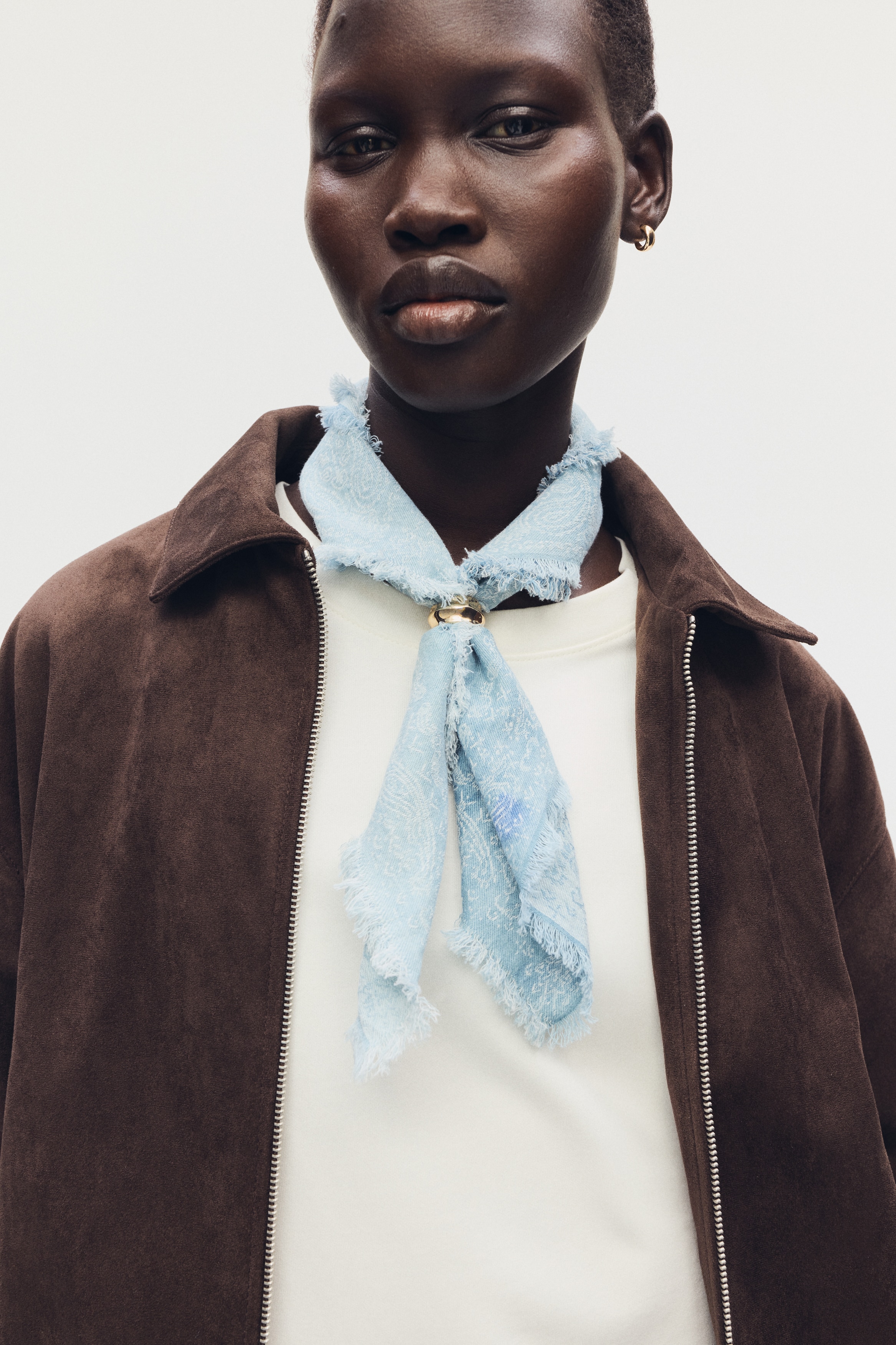 Printed cotton scarf - Azul/Padrão de cornucópias