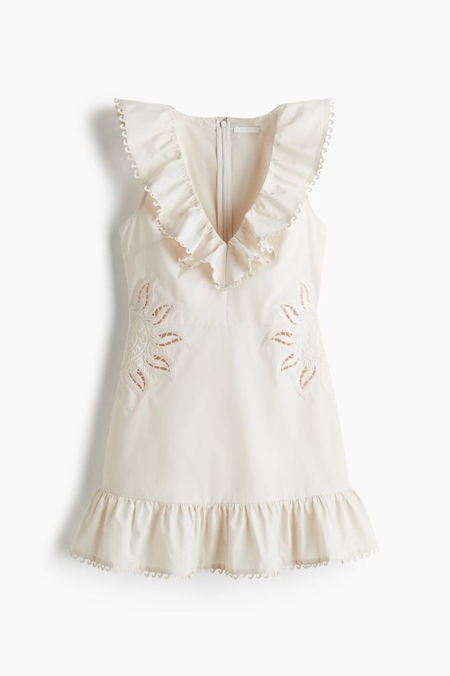 Robe avec broderie anglaise - Beige clair - 1