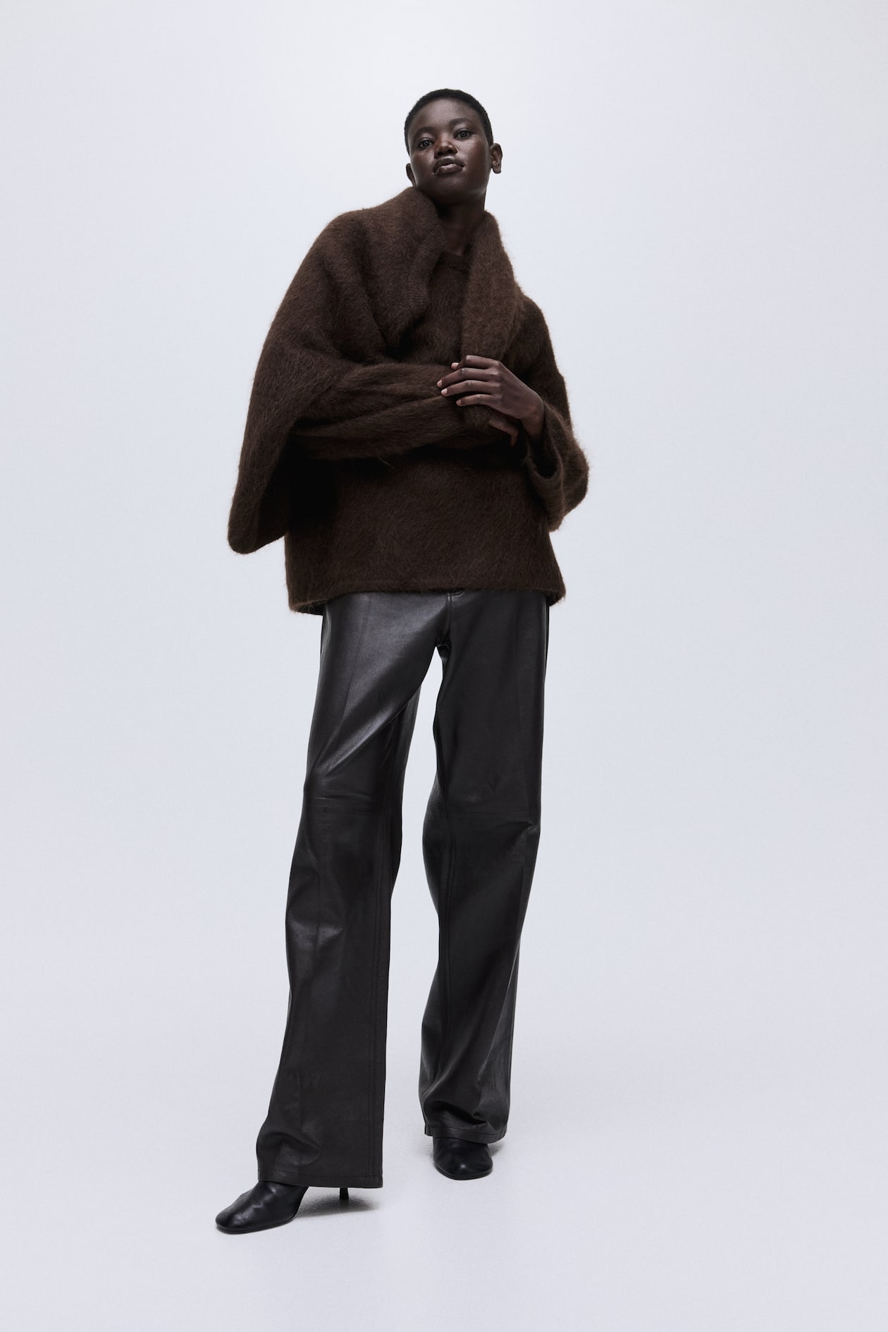 Pull oversize en mohair mélangé - Marron foncé - FEMME | H&M FR