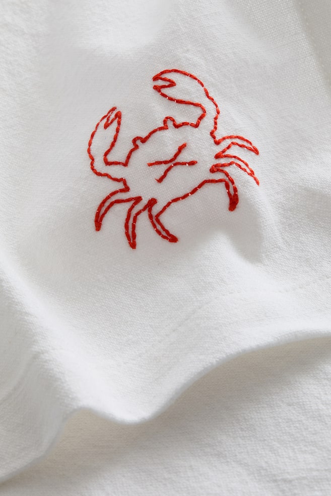4-Pack Embroidered-Detail Linen-blend Napkins - Orange/crab/Blue/fish - 3