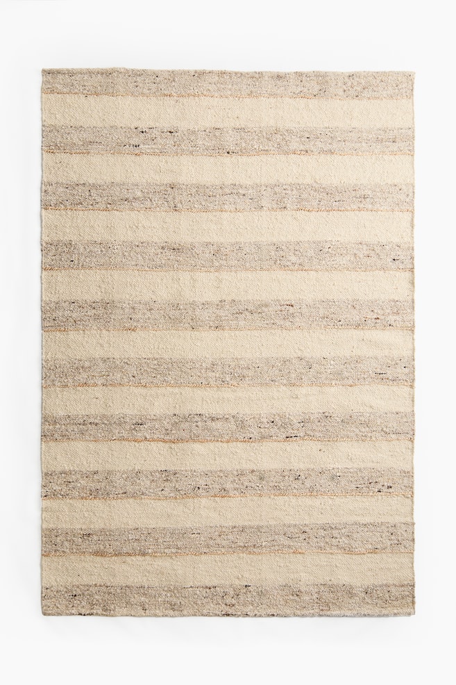Large Textured-Weave Wool-Blend Rug - Beige/striped - 1