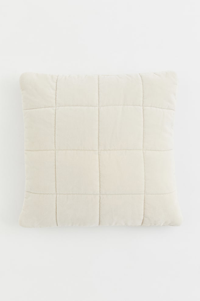 Cotton velvet cushion cover - Light beige/Light blue - 1