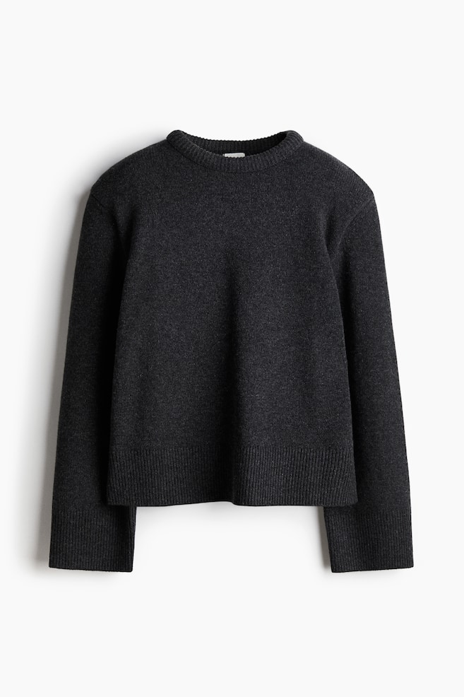 Wool Sweater - Dark gray melange/Navy blue - 1