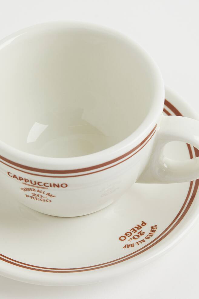 Cappuccino cup and saucer - White/Brown/White/Black/Black/Orange - 4
