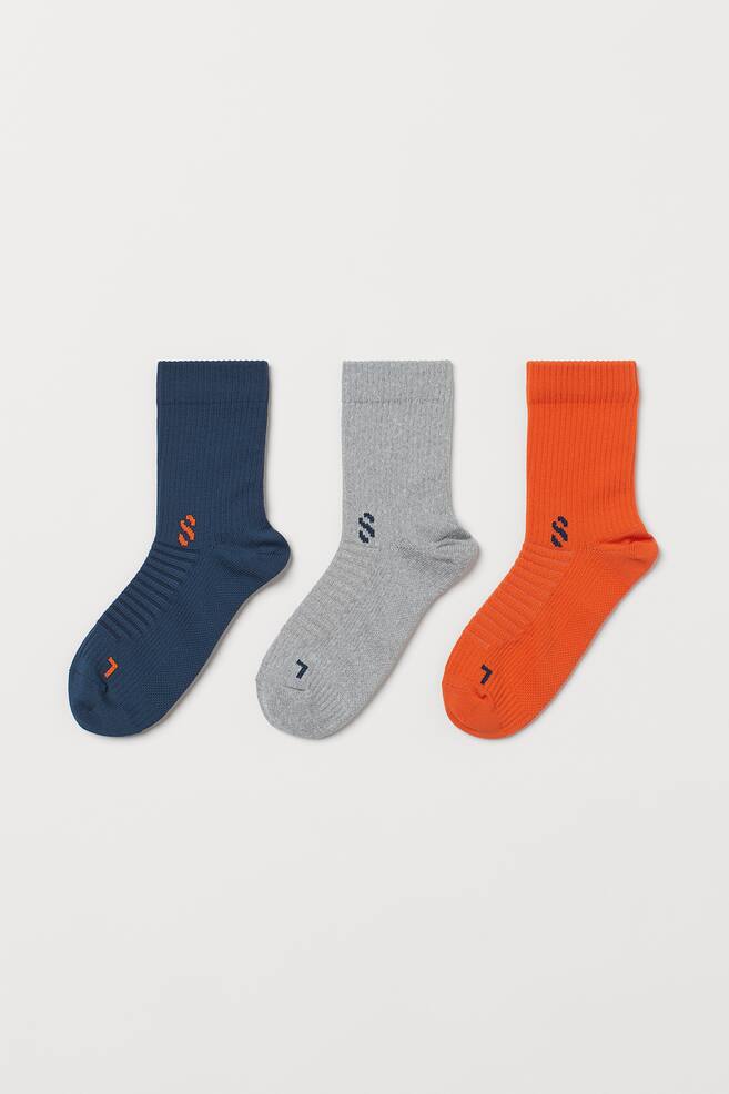 3-pack sports socks - Navy blue/Orange - 1