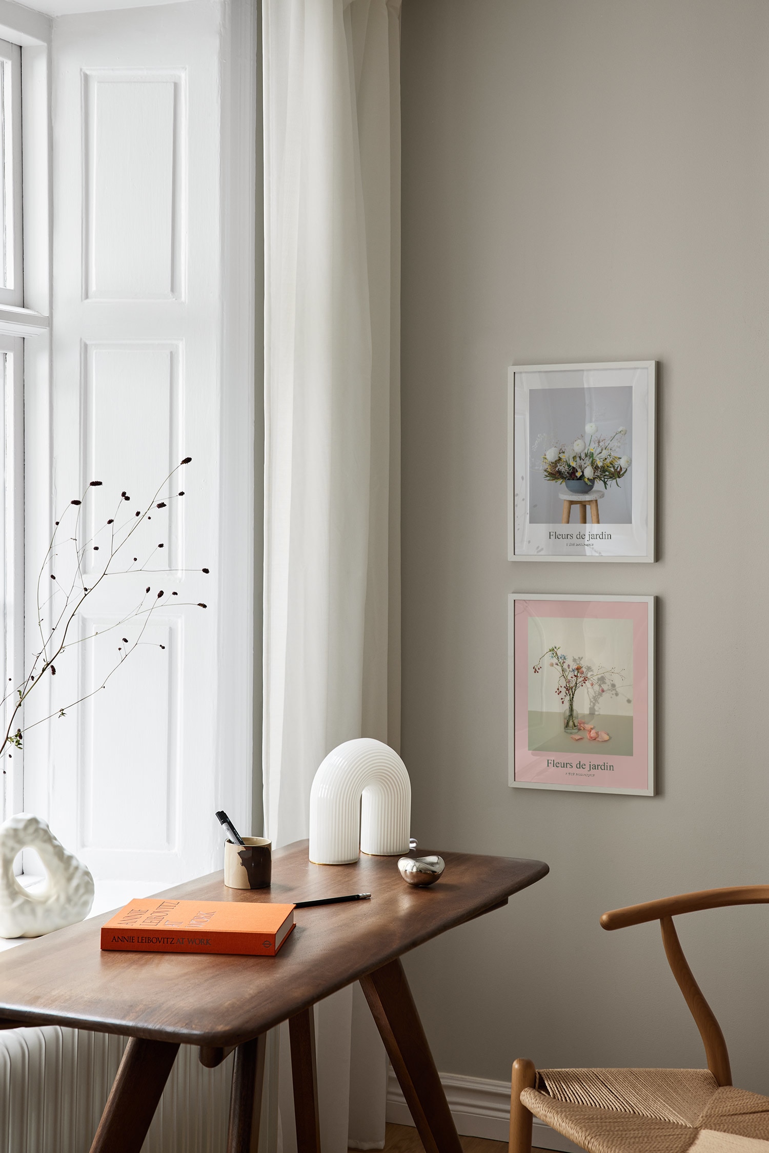 Renoncules Blanches Plakat - Hvid/grøn/grå