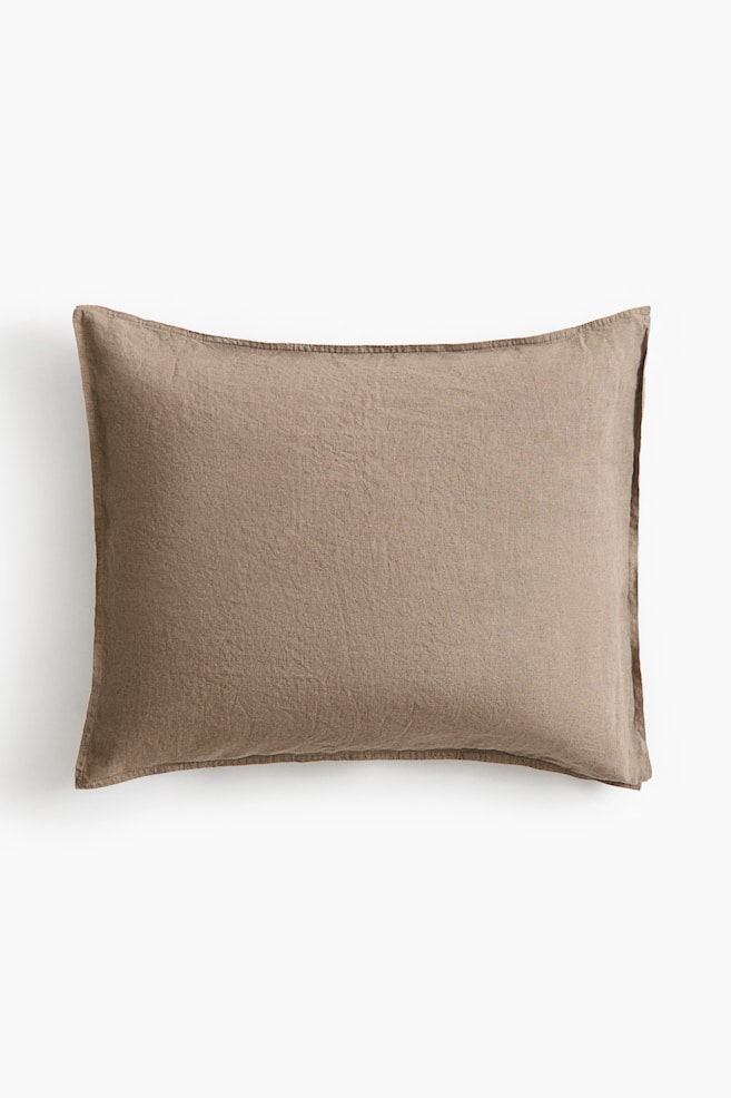 Washed Linen Pillowcase - Taupe/Beige - 1