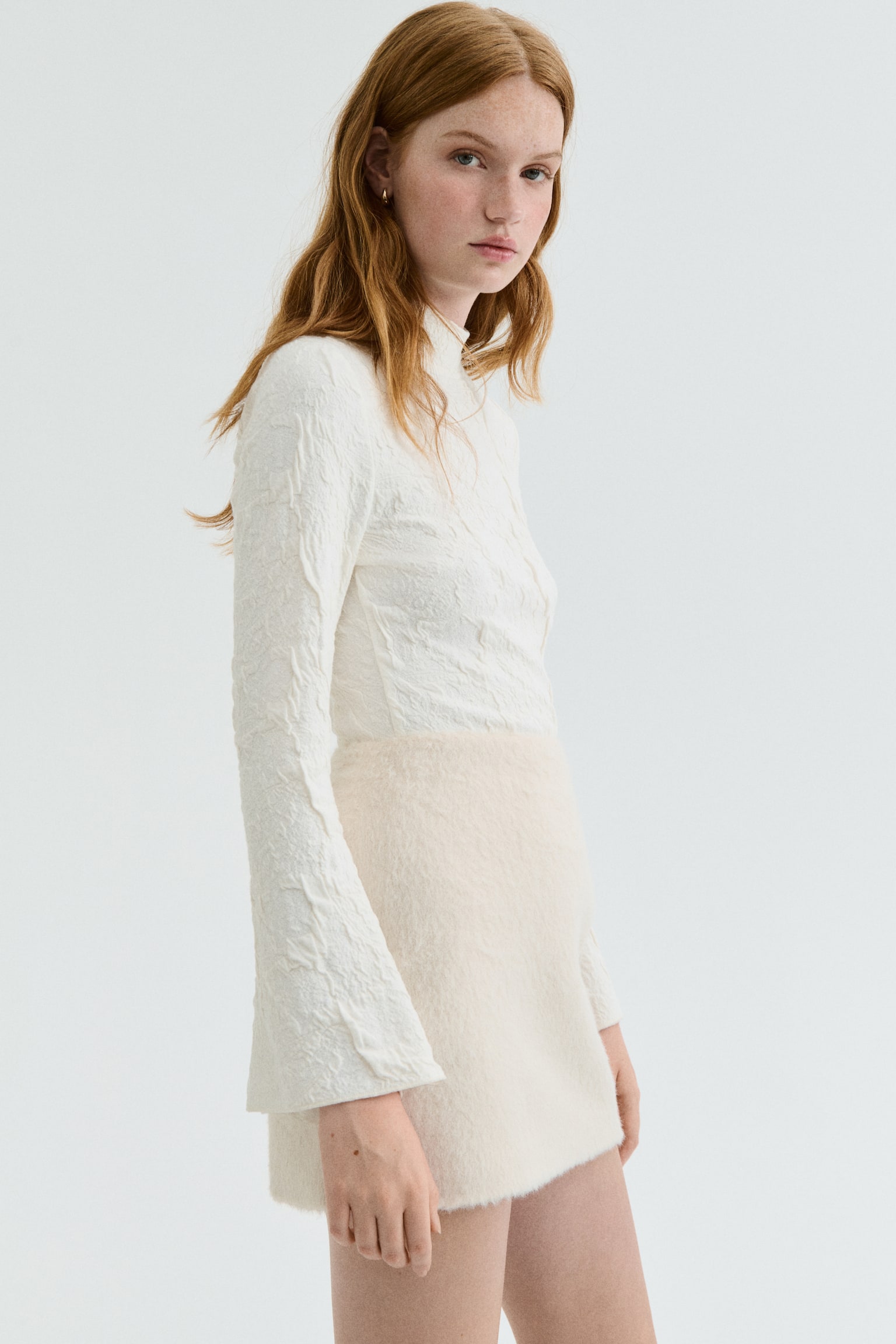 Shirt aus Jacquardjersey mit Cut-out - Weiss/Schwarz - 5