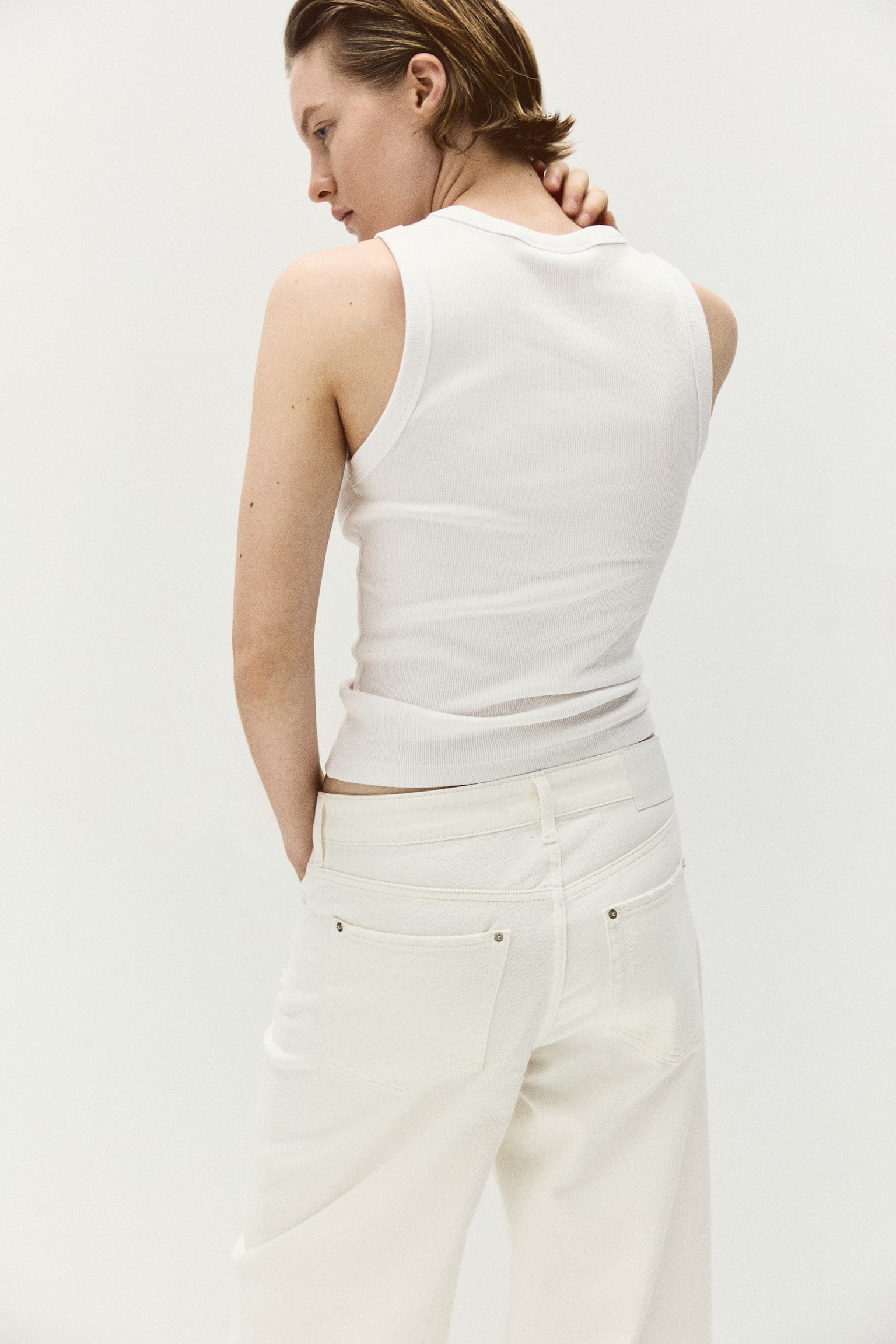 Женские джинсы H&M Barrel Leg Low Waist Ankle, цвет: Кремовый — фото 5