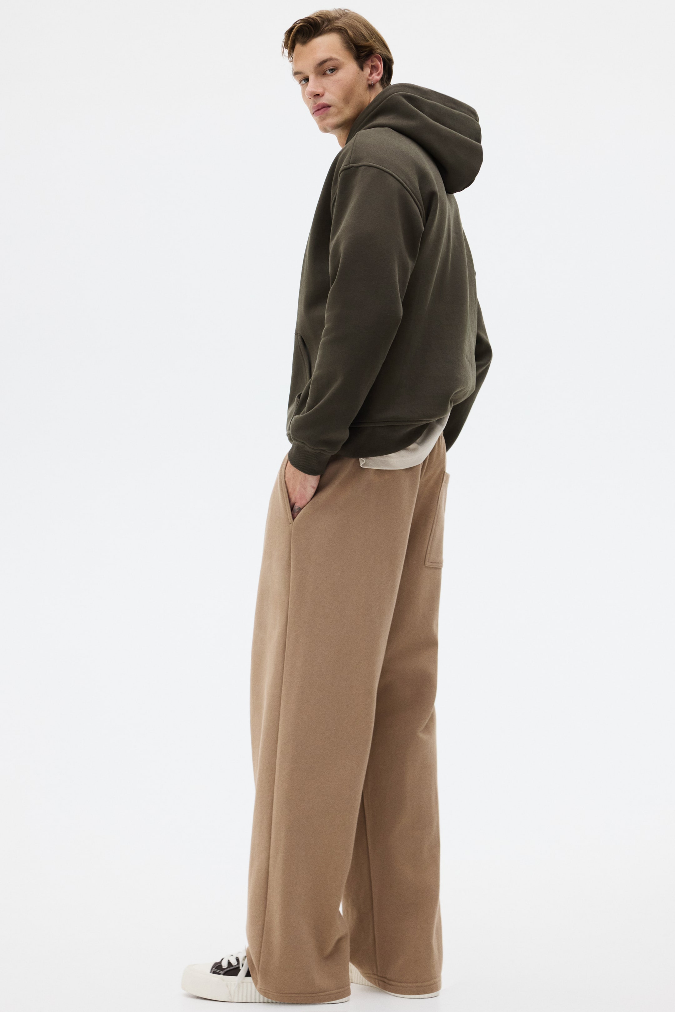 拡大画像を表示: Loose Fit Hoodie - ダークカーキグリーン - Men | H&M JP 4