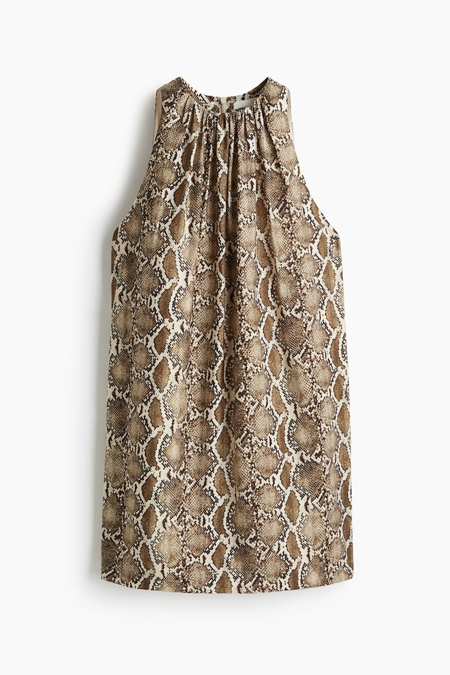 Vestido recto - Beige/Diseño piel de serpiente/Blanco - 1