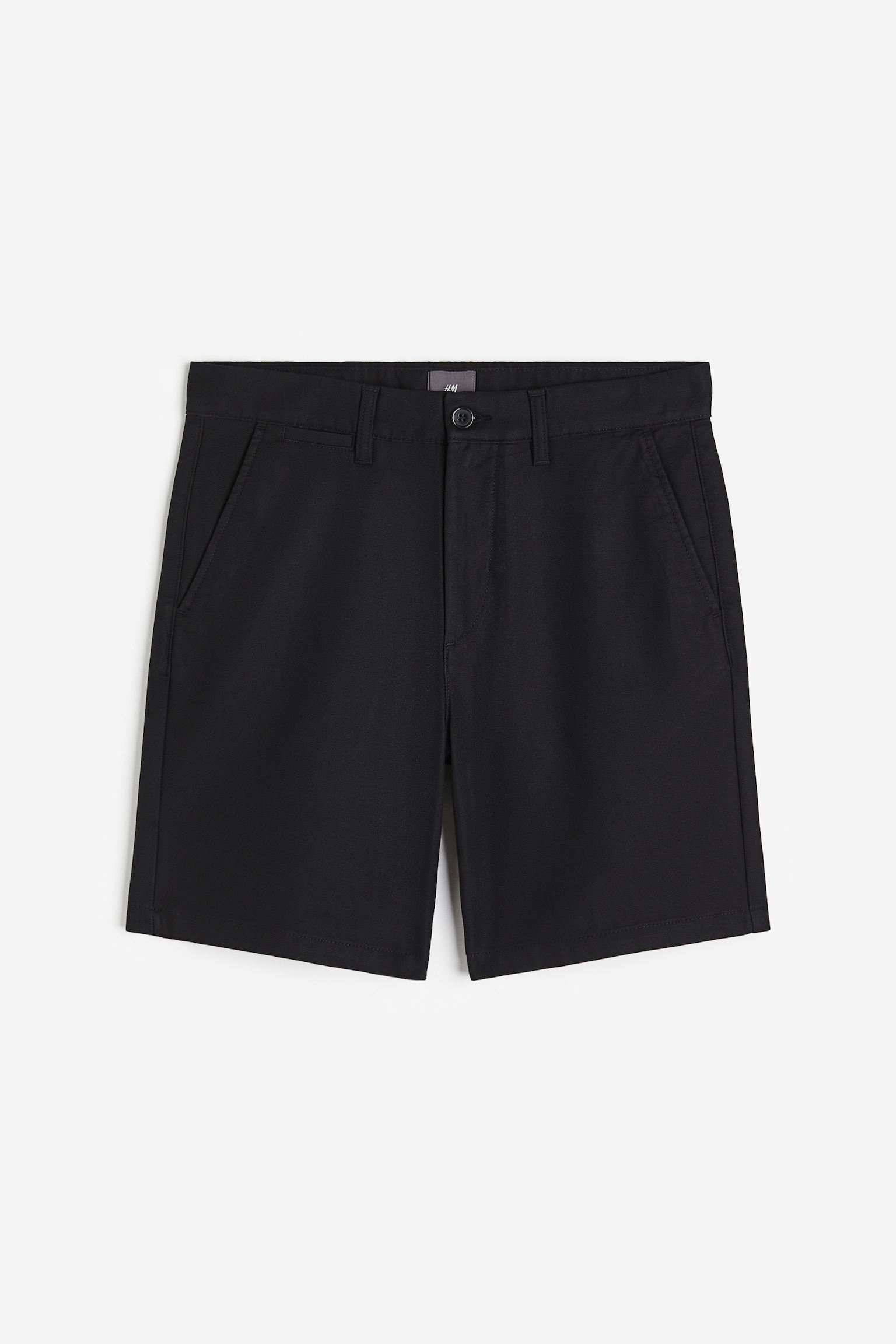 Regular Fit Cotton chino shorts - Black/Beige - 1