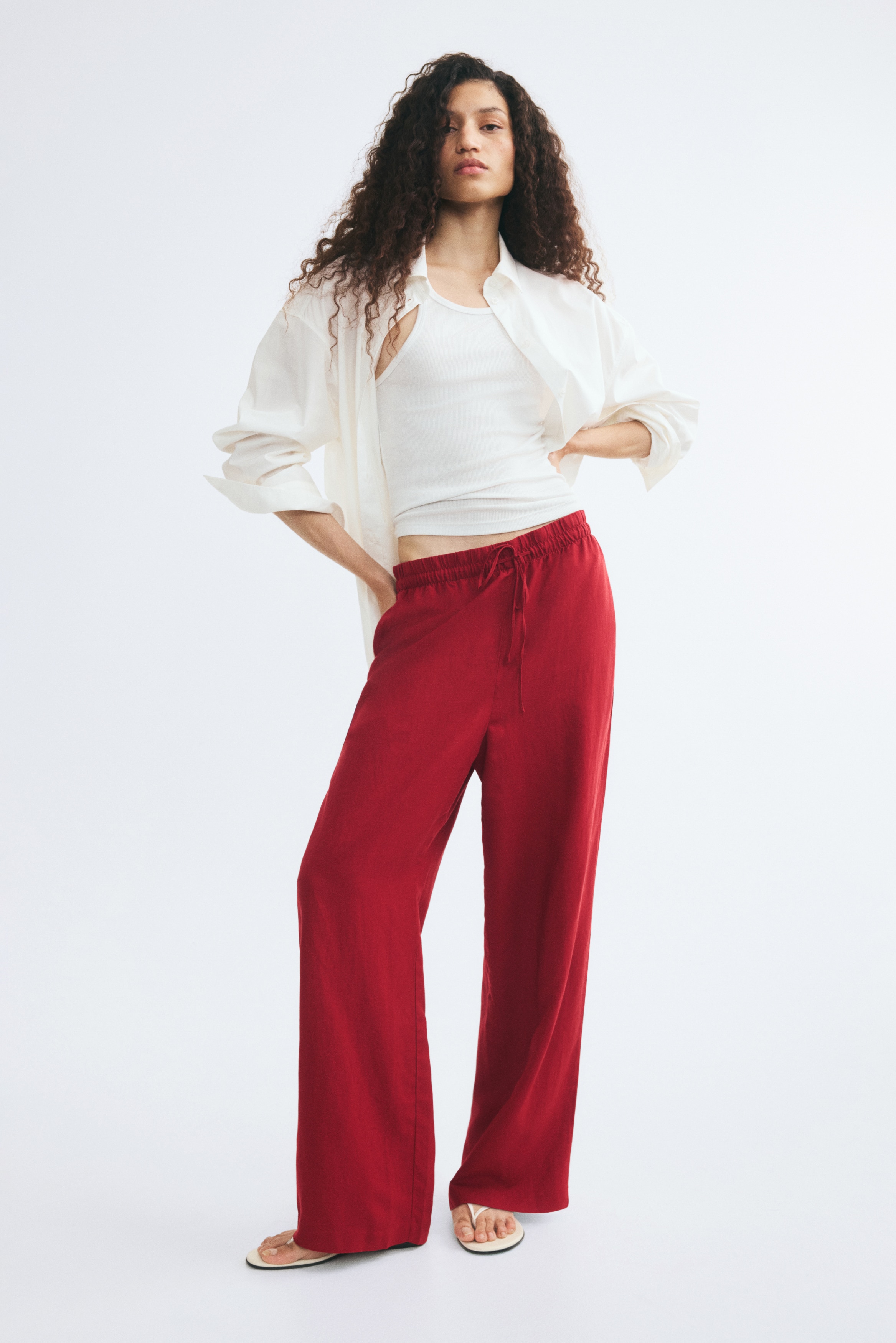 Pantalón en mezcla de linoAuxiliar