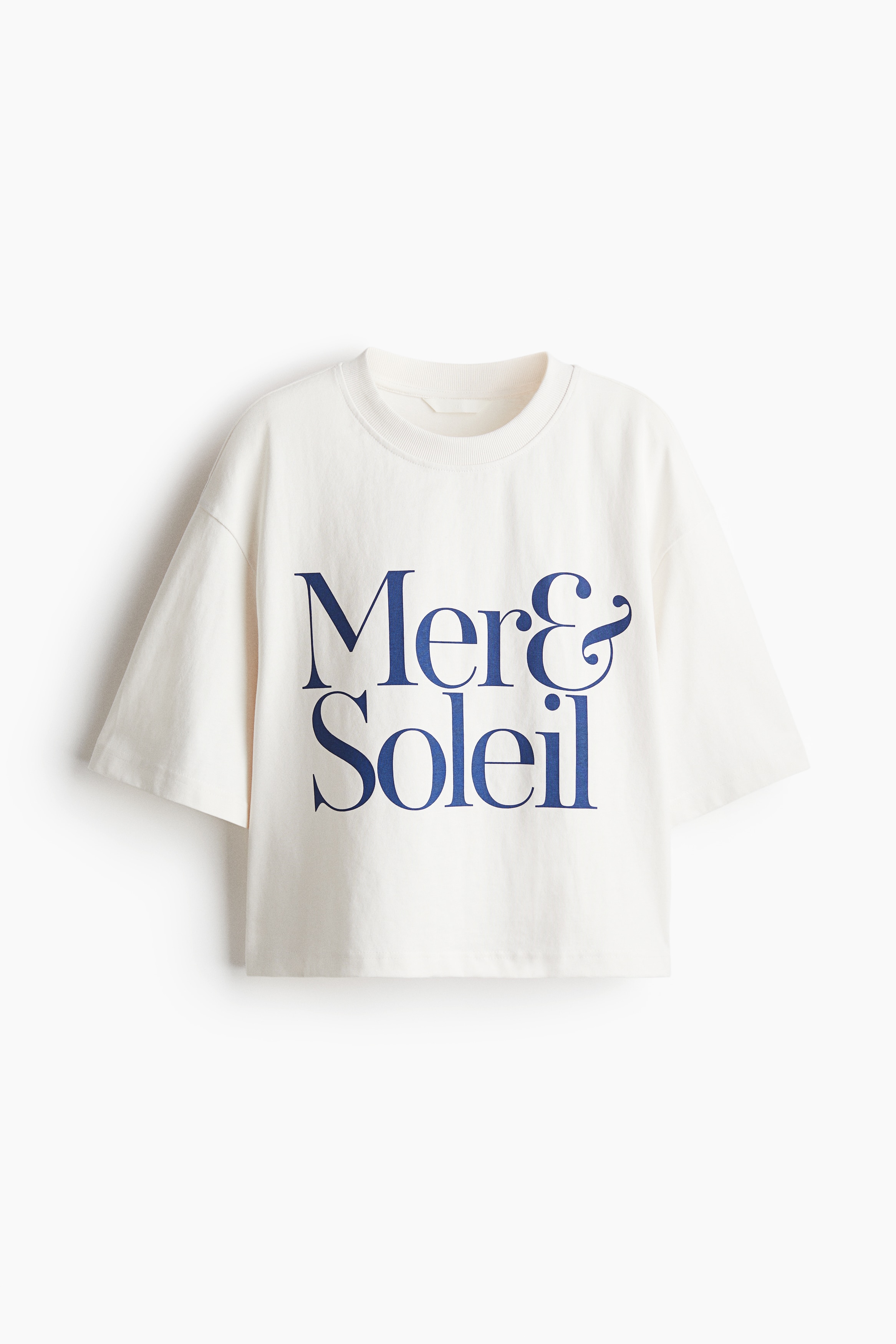 Croppad T-shirt - Vit/Mer & soleil