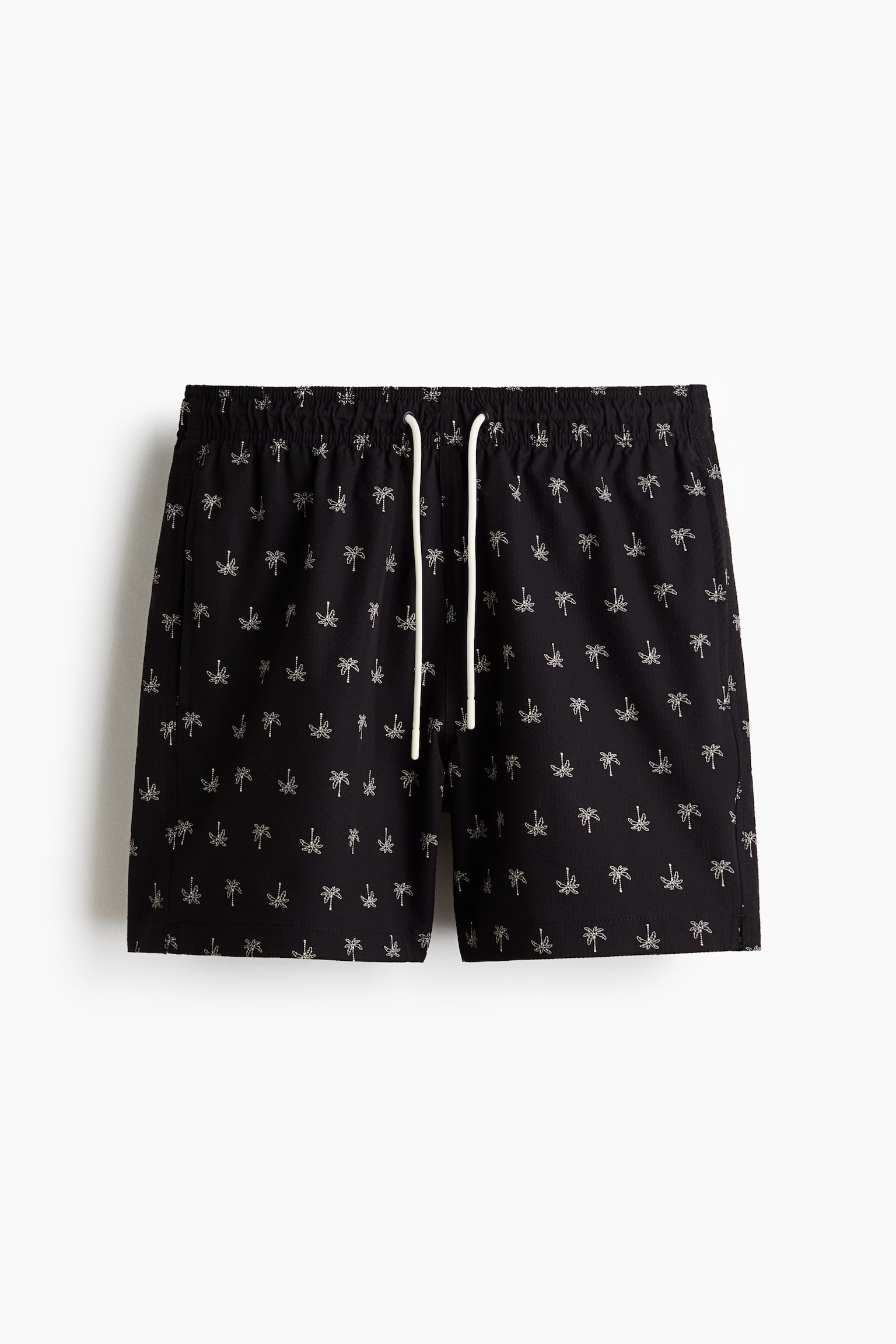 Seersucker swim shorts - Black/Light yellow/Palm trees/Navy blue/Palm trees - 2