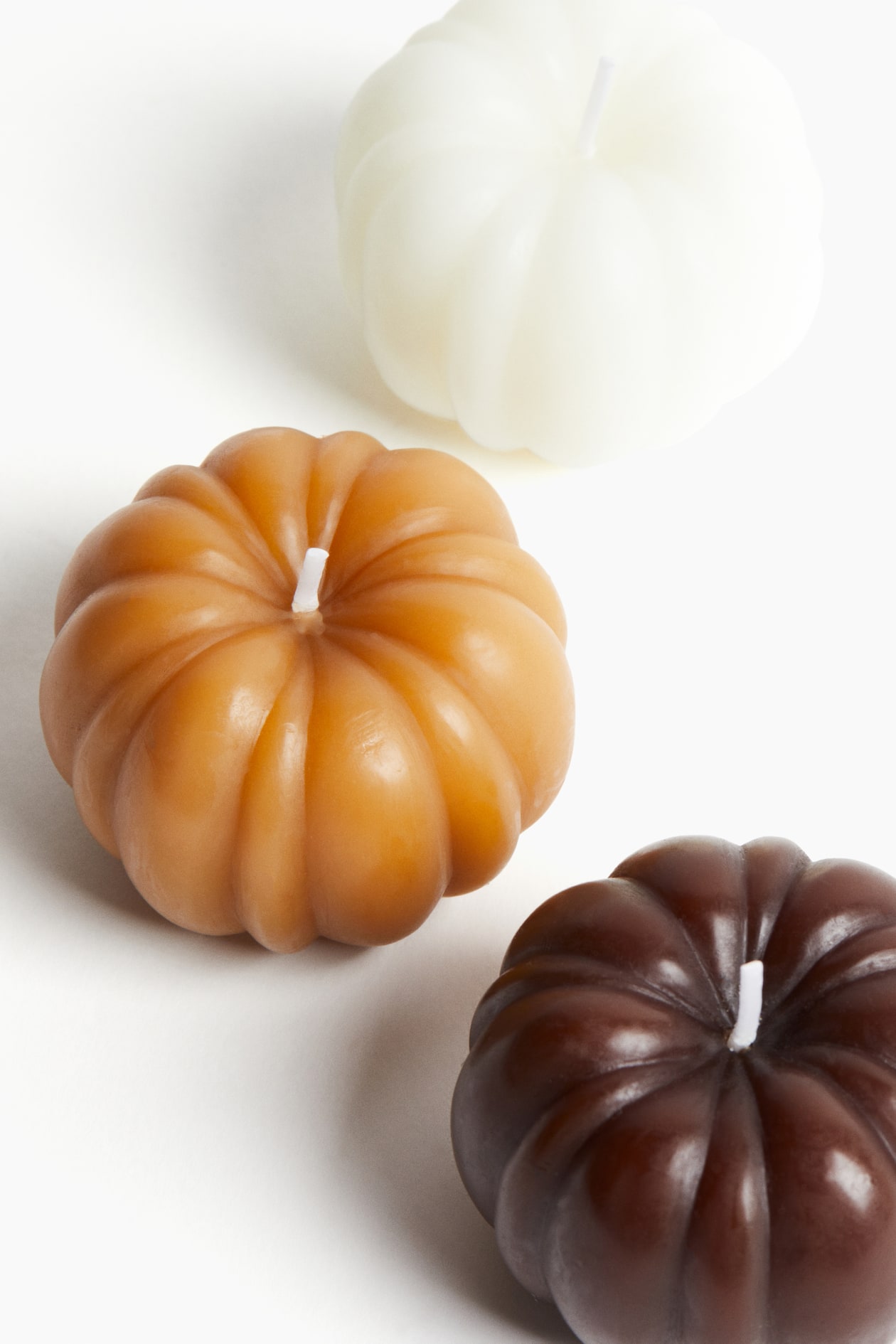 Lot de 3 bougies en forme de citrouille - Blanc/beige/brun - Home All ...