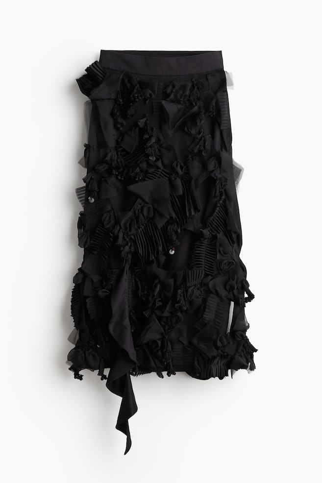 Falda cut-out con aplicaciones - Negro - 1