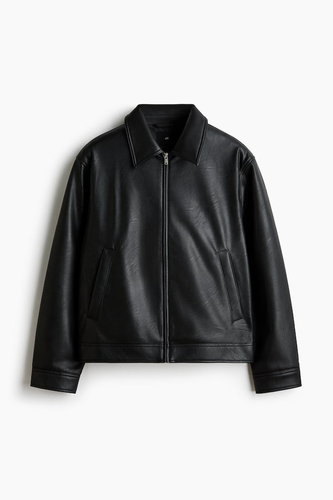 Collared jacket - Black/Dark brown - 1