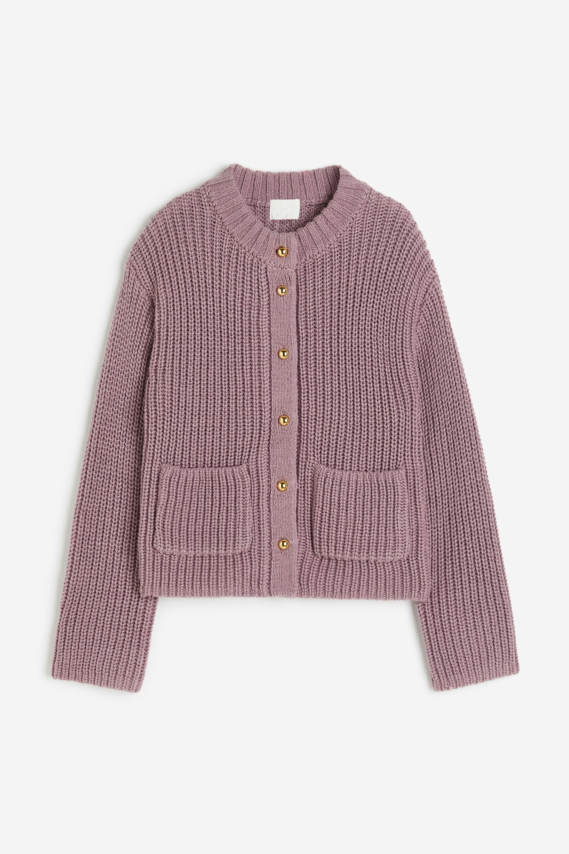 拡大画像を表示: ウールブレンド リブニットカーディガン - ダスティパープル - レディース | H&M JP 1