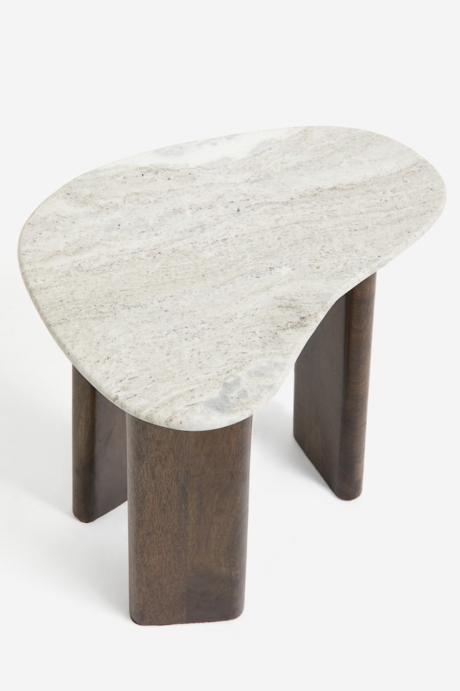 Table d'appoint avec plateau en marbre-Beige/marron foncé - 4