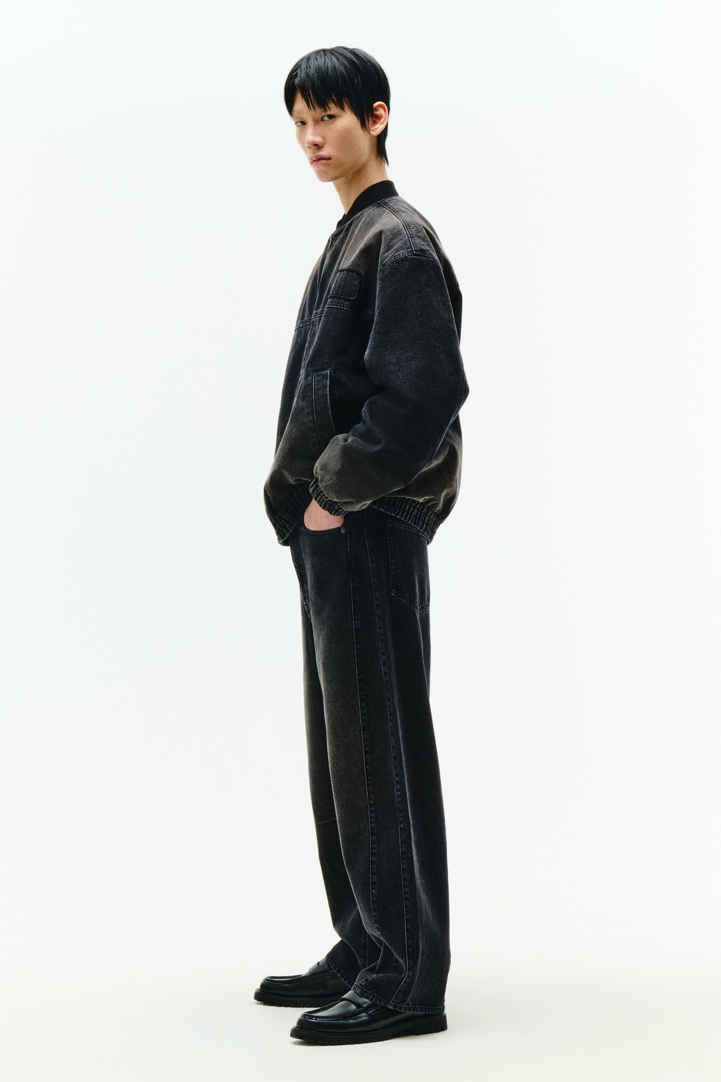 パッデッドデニムジャケット - デニムブラック - Men | H&M JP