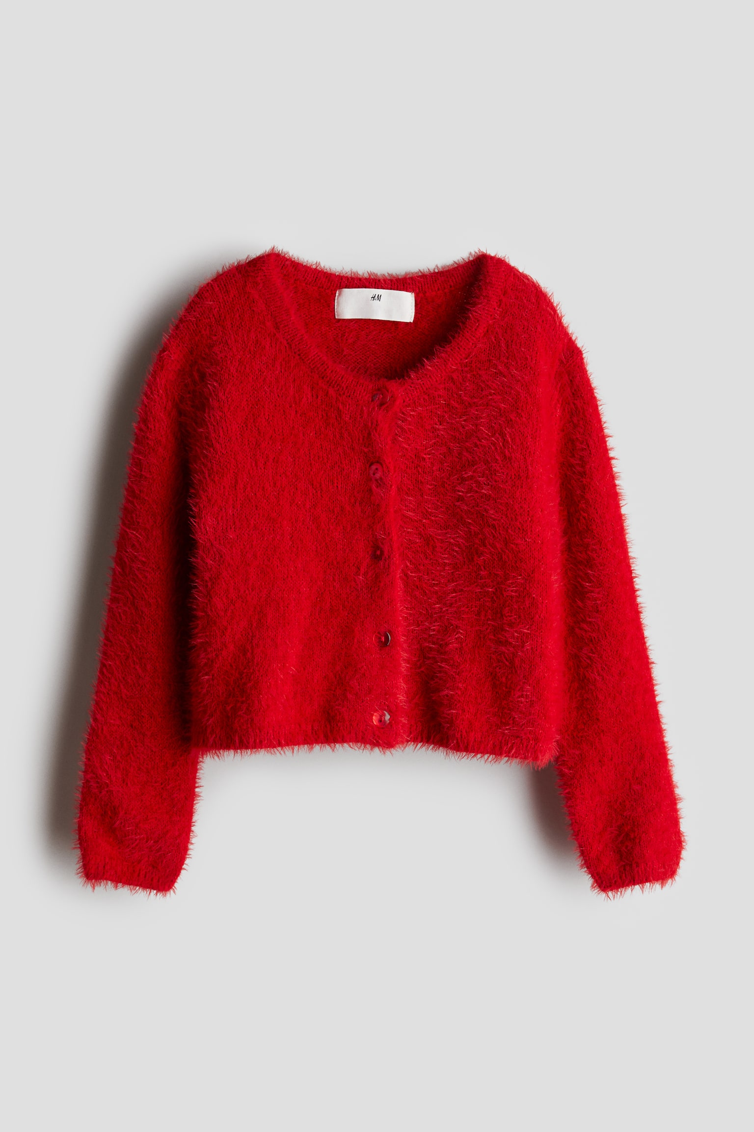 Fluffy cardigan - Red/White - 1