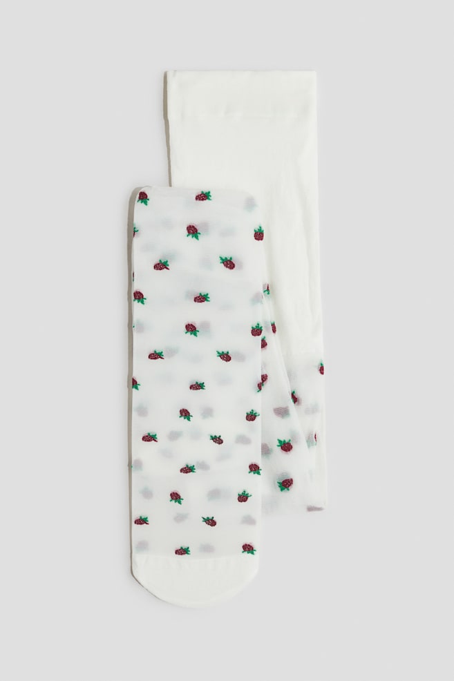 Tights - White/Raspberries/Cream - 1