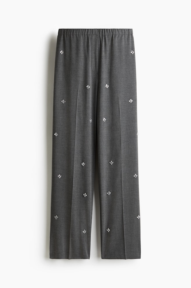 Pantalon orné de strass - Gris foncé chiné - 1