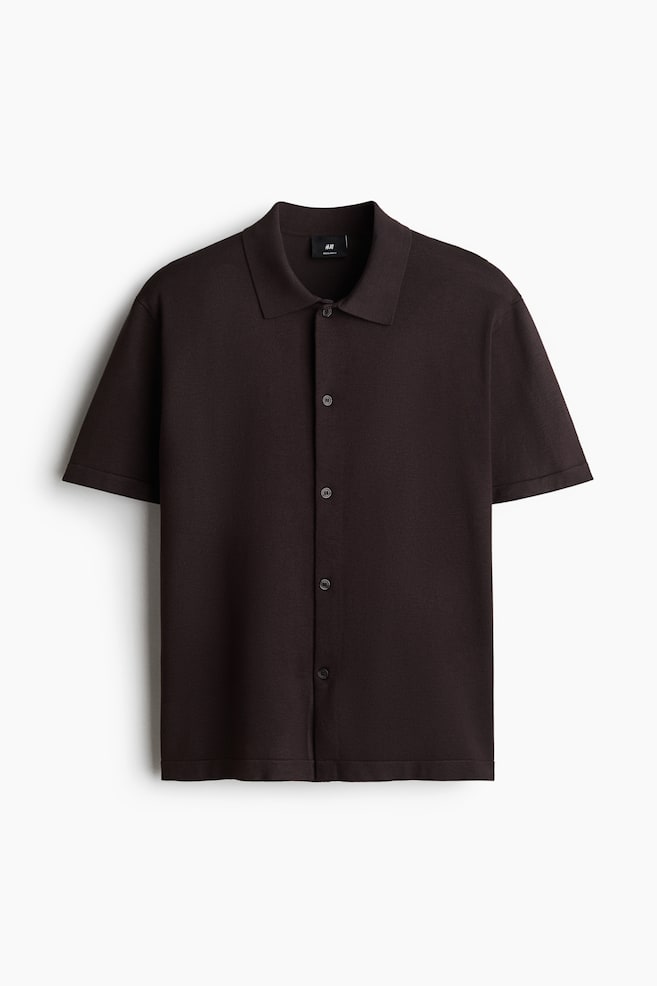 Regular Fit Fine-knit shirt - Dark brown/Navy blue - 1