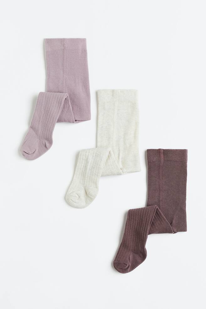 3-pack tights - Purple/Light grey/Dark beige/Black/White/Light pink/White/Old rose/Turquoise/Grey marl