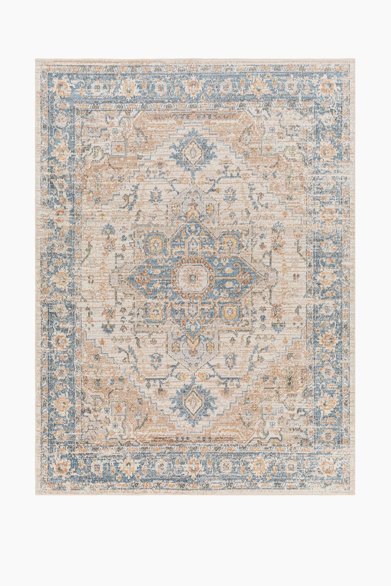 Lillian Washable Traditional Vintage Boho Rug - Beige