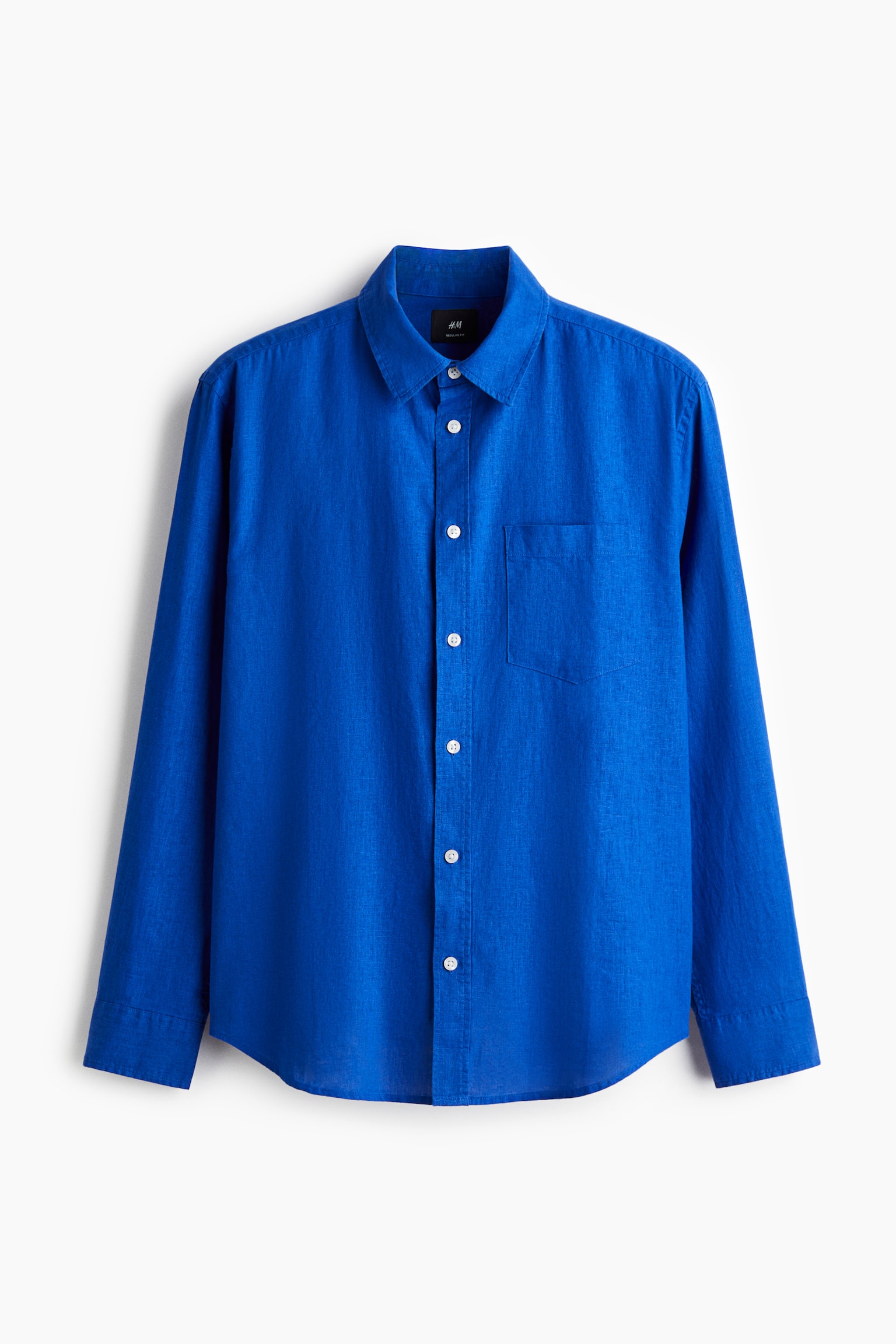 Regular Fit Linen-blend shirt - Bright blue/Burgundy/Dark green/White/Beige/Light blue - 1