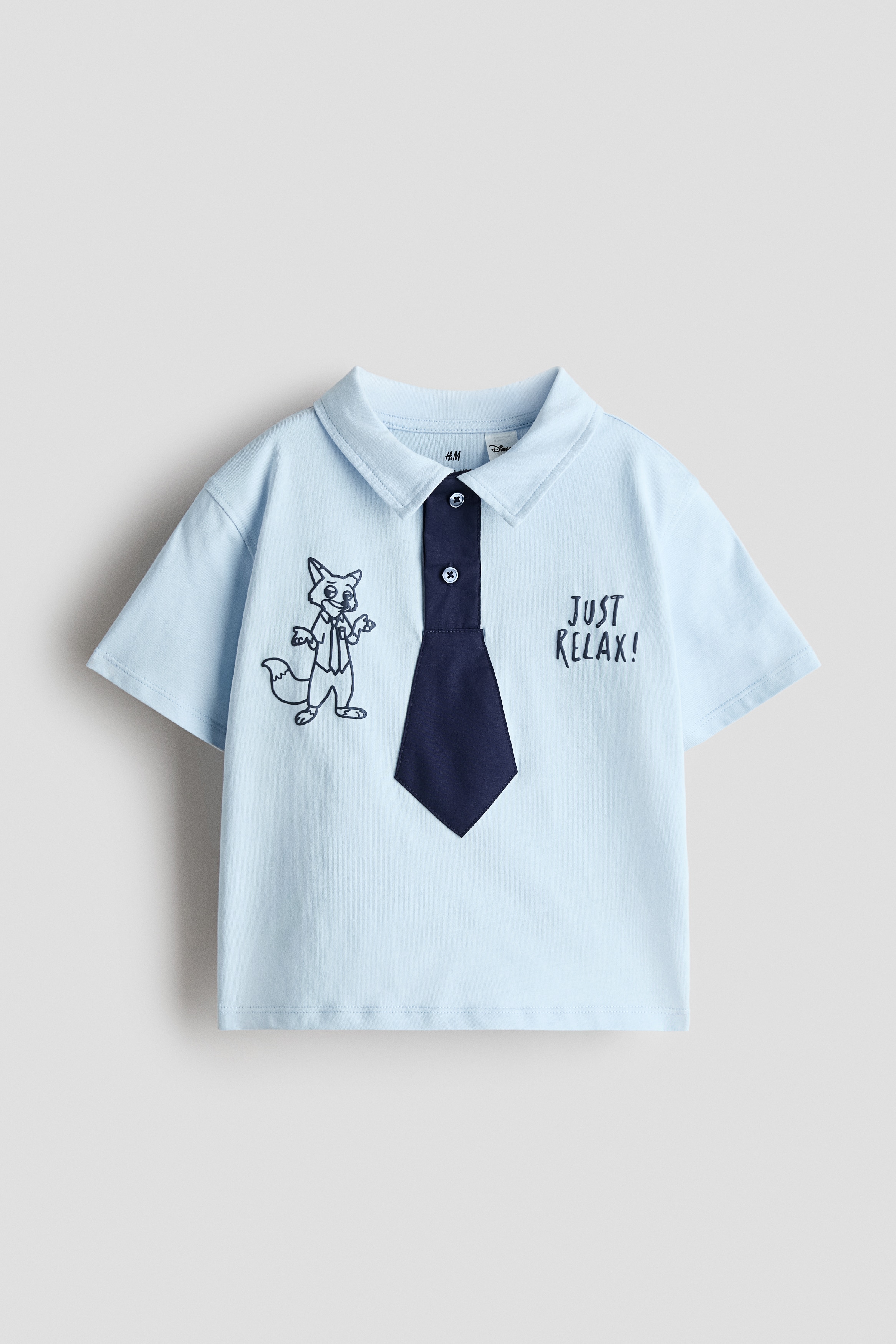 ディテールコットンポロシャツ - ライトブルー／ズートピア