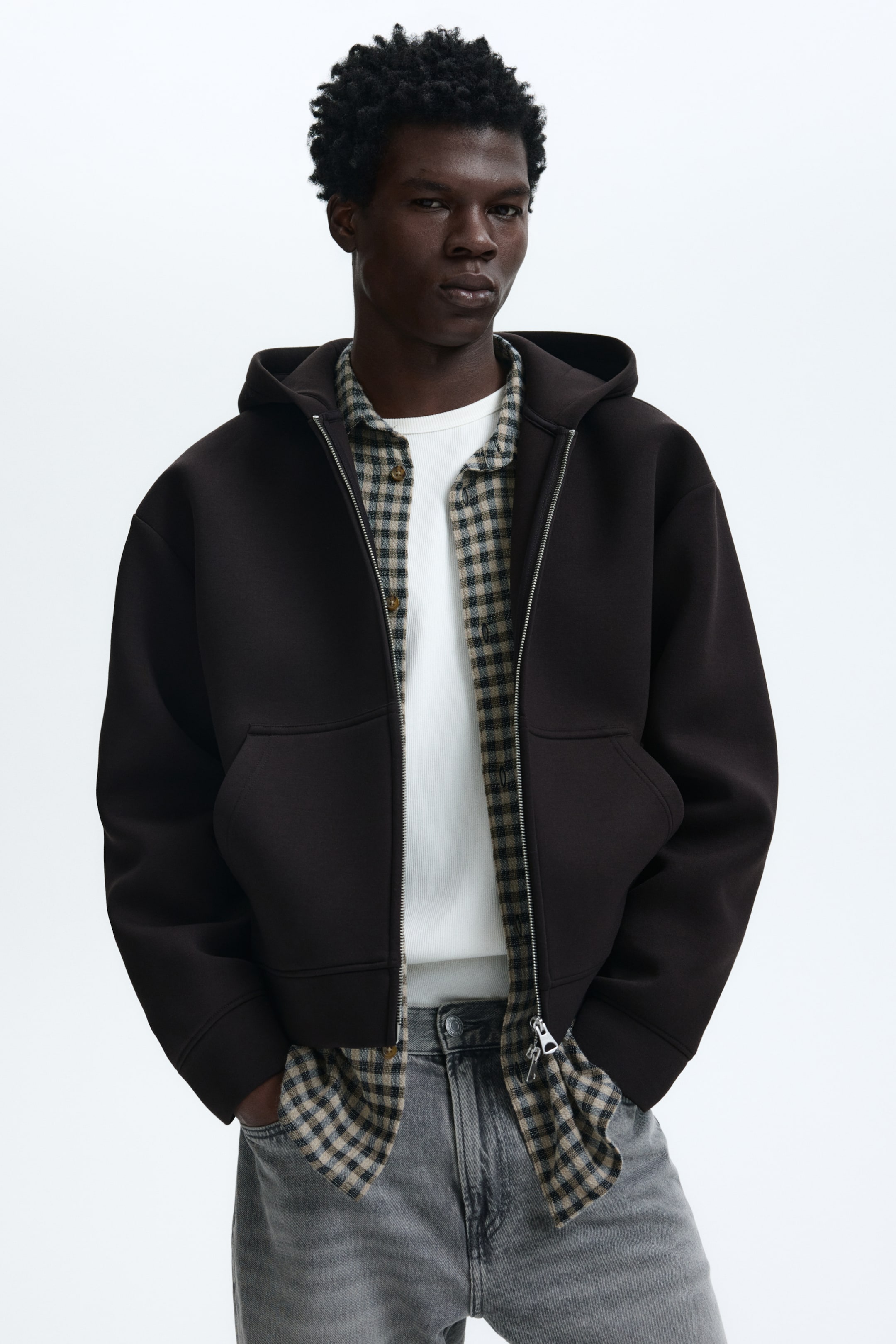 View larger image: Loose Fit Zip-through hoodie - Dark brown - Men | H&M IN 1