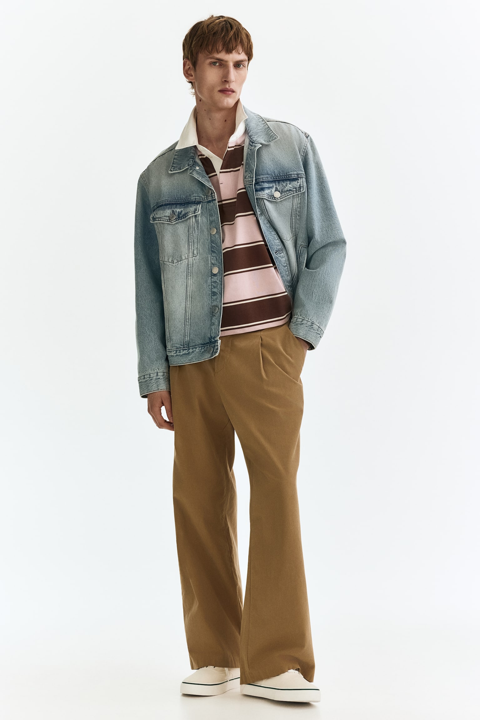 Loose Fit Rugby shirt - Light pink/Striped/Black/Striped - 3